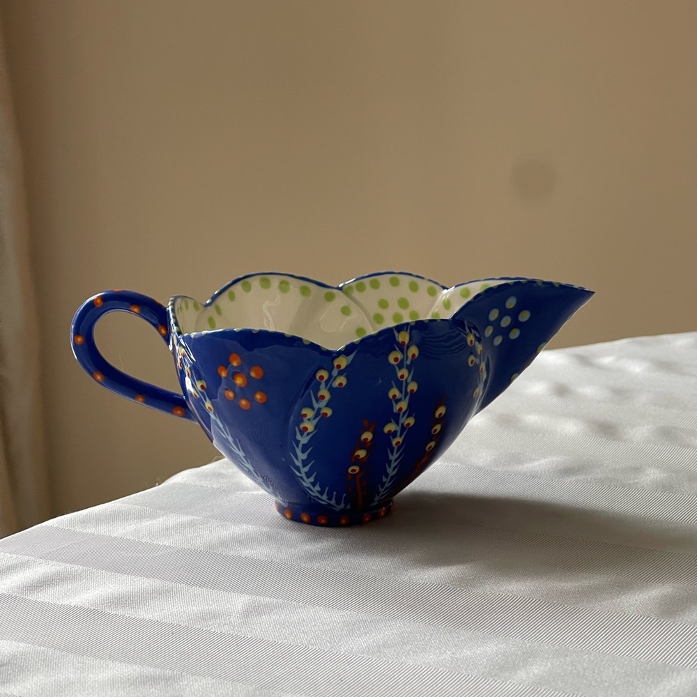 Blue Floral Ceramic Art Piece Cream cup